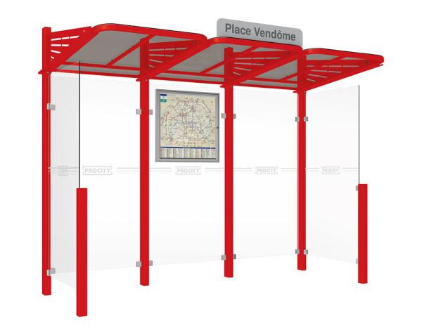 Wartehalle Convi Farbe:RAL 3020|Struktur:Seitenverkleidung links und rechts