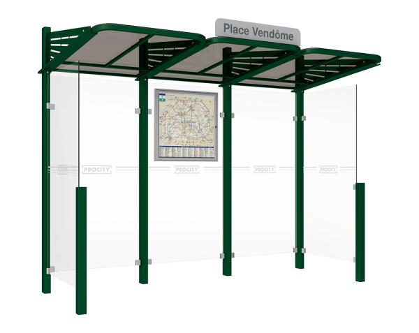 Wartehalle Convi Farbe:RAL 6005|Struktur:Seitenverkleidung links und rechts
