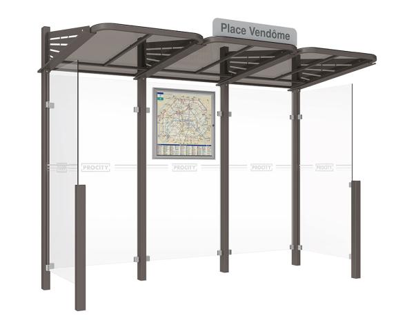 Wartehalle Convi Farbe:Procity grau|Struktur:Seitenverkleidung links und rechts