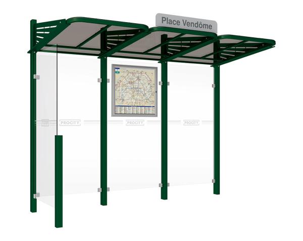 Wartehalle Convi Farbe:RAL 6005|Struktur:Seitenverkleidung links
