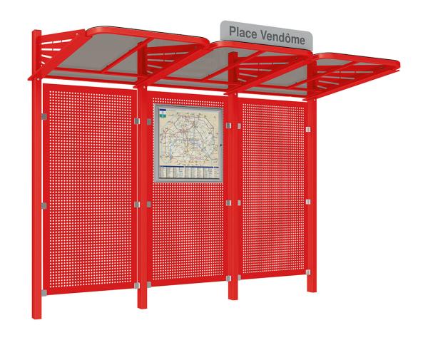 Wartehalle Convi Verkleidungen aus Stahl Farbe:RAL 3020|Struktur:Ohne Seitenverkleidung