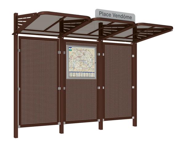 Wartehalle Convi Verkleidungen aus Stahl Farbe:RAL 8017|Struktur:Ohne Seitenverkleidung