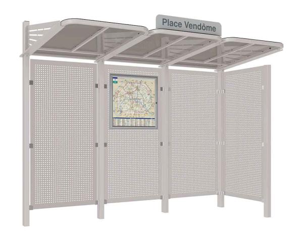 Wartehalle Convi Verkleidungen aus Stahl Farbe:RAL 7044|Struktur:Mit Seitenverkleidung rechts