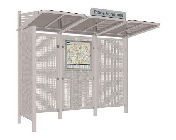 Wartehalle Convi Verkleidungen aus Stahl Farbe:RAL 7044|Struktur:Mit Seitenverkleidung links