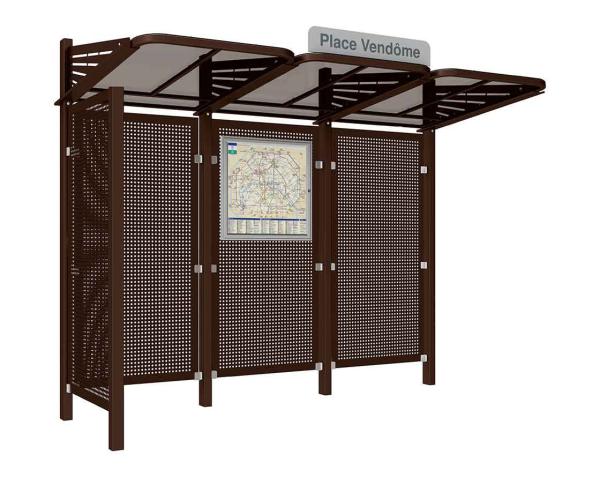 Wartehalle Convi Verkleidungen aus Stahl Farbe:RAL 8017|Struktur:Mit Seitenverkleidung links