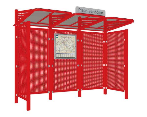 Wartehalle Convi Verkleidungen aus Stahl Farbe:RAL 3020|Struktur:2 Seitenverkleidungen
