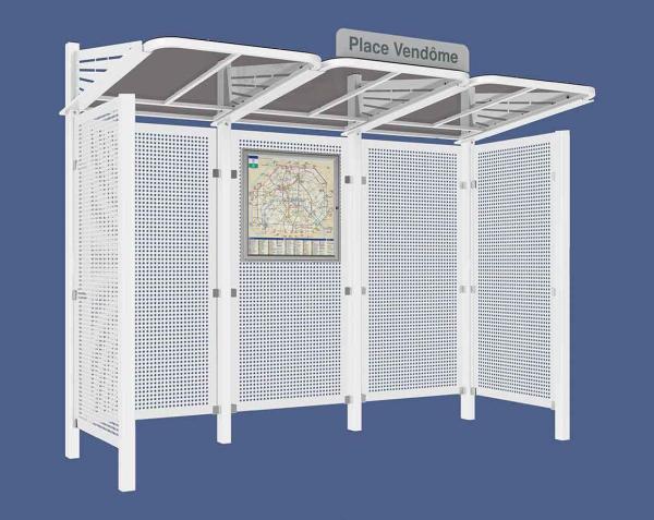 Wartehalle Convi Verkleidungen aus Stahl Farbe:RAL 9010|Struktur:2 Seitenverkleidungen