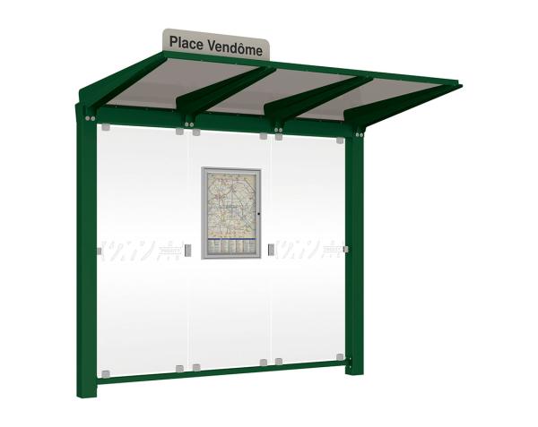 Wartehalle Venedig Farbe:RAL 6005|Länge:2500 mm|Struktur:Ohne Seitenverkleidung LED-Version