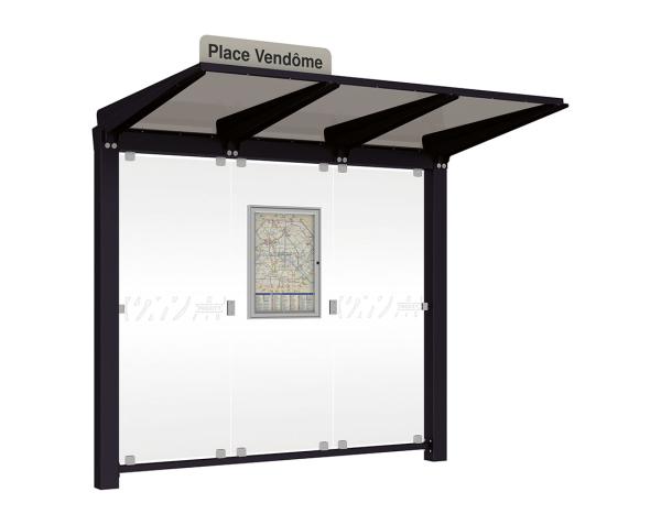 Wartehalle Venedig Farbe:RAL 9005|Länge:2500 mm|Struktur:Ohne Seitenverkleidung LED-Version