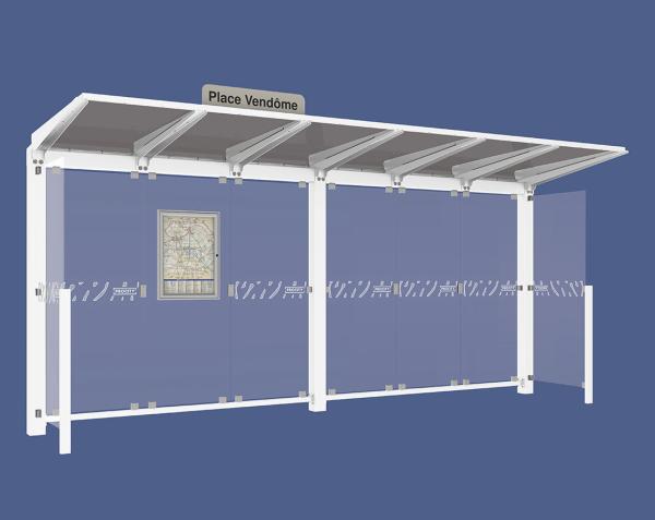 Wartehalle Venedig Farbe:RAL 9010|Länge:5000 mm|Struktur:Mit 2 Seitenverkleidungen LED-Version