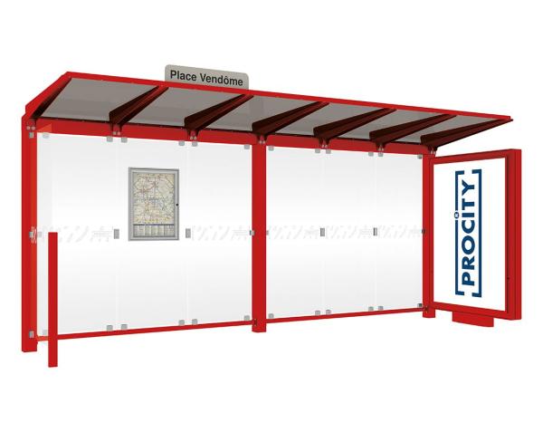 Wartehalle Venedig Farbe:RAL 3020|Länge:5000 mm|Struktur:Mit Leuchtcaisson LED-Version