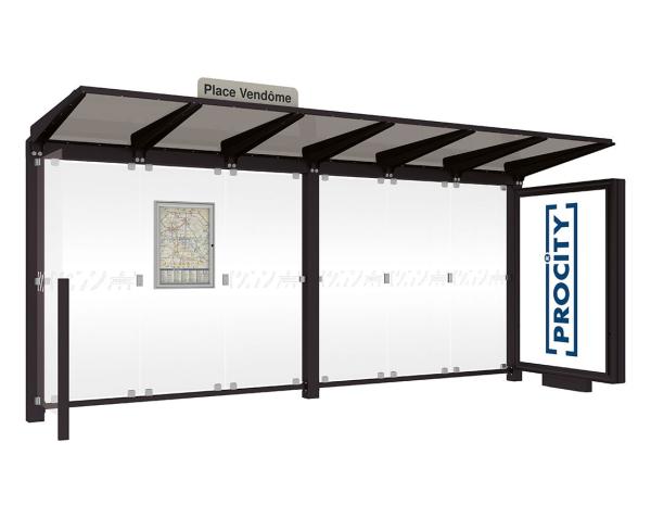 Wartehalle Venedig Farbe:RAL 9005|Länge:5000 mm|Struktur:Mit Leuchtcaisson LED-Version