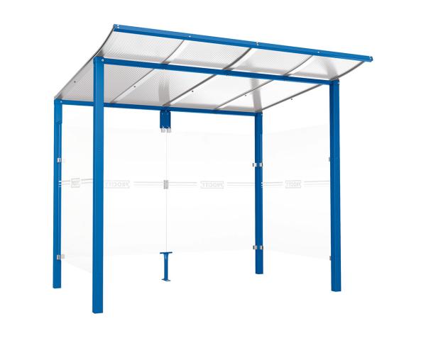 Wartehalle Modulo Farbe:RAL 5010|Länge:2 500 mm|Struktur:2 Seitenverkleidungen|Weitere Merkmale:Zum Einbetonieren
