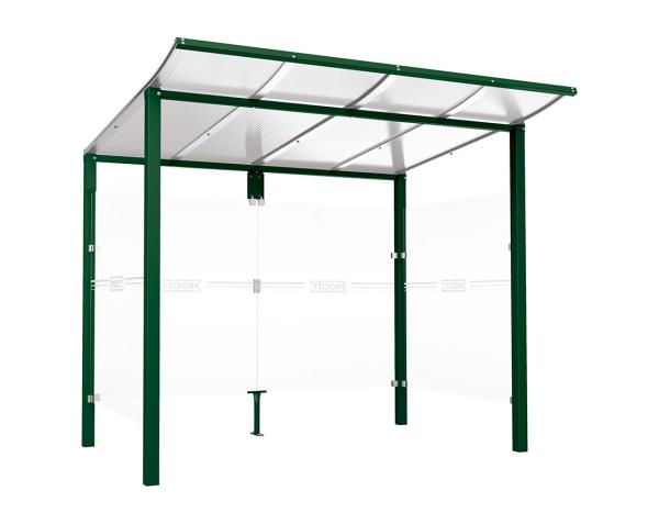 Wartehalle Modulo Farbe:RAL 6005|Länge:2 500 mm|Struktur:2 Seitenverkleidungen|Weitere Merkmale:Zum Einbetonieren