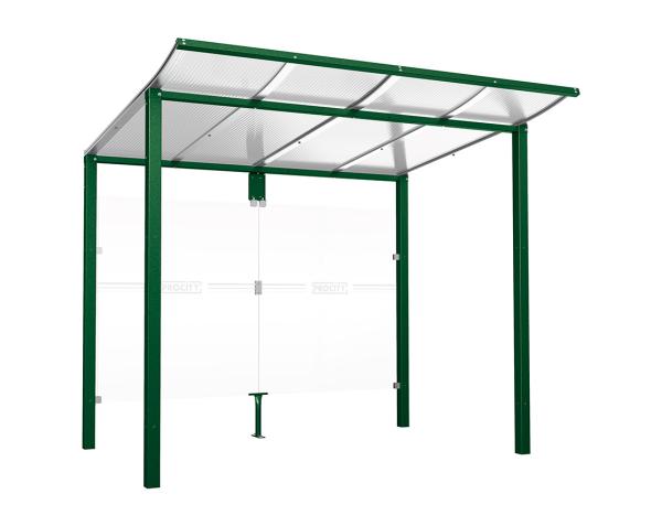 Wartehalle Modulo Farbe:RAL 6005|Länge:2 500 mm|Struktur:Ohne Seitenverkleidung|Weitere Merkmale:Zum Einbetonieren