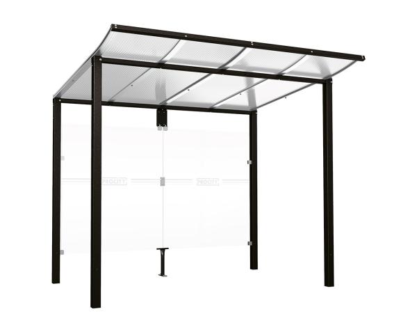 Wartehalle Modulo Farbe:RAL 9005|Länge:2 500 mm|Struktur:Ohne Seitenverkleidung|Weitere Merkmale:Zum Einbetonieren