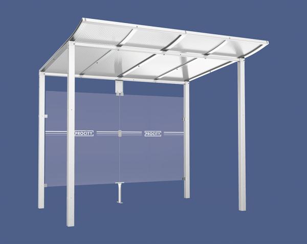 Wartehalle Modulo Farbe:RAL 9010|Länge:2 500 mm|Struktur:Ohne Seitenverkleidung|Weitere Merkmale:Zum Einbetonieren