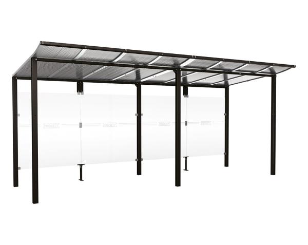 Wartehalle Modulo Farbe:RAL 9005|Länge:5 000 mm|Struktur:Ohne Seitenverkleidung|Weitere Merkmale:Zum Einbetonieren