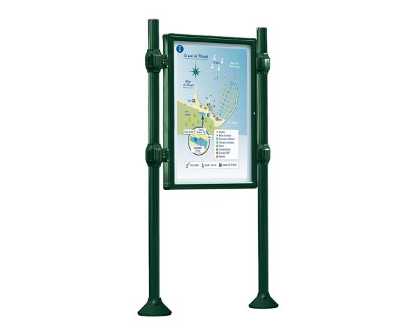 Informationskasten Province gebürsteter Edelstahl Farbe:RAL 6005|Länge:B 800 x H 1200 mm|Struktur:Grundmodell|Weitere Merkmale:Doppelseitig|Titelleisten:Ohne Titelleiste