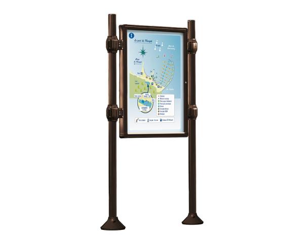 Informationskasten Province gebürsteter Edelstahl Farbe:RAL 8017|Länge:B 800 x H 1200 mm|Struktur:Grundmodell|Weitere Merkmale:Doppelseitig|Titelleisten:Ohne Titelleiste