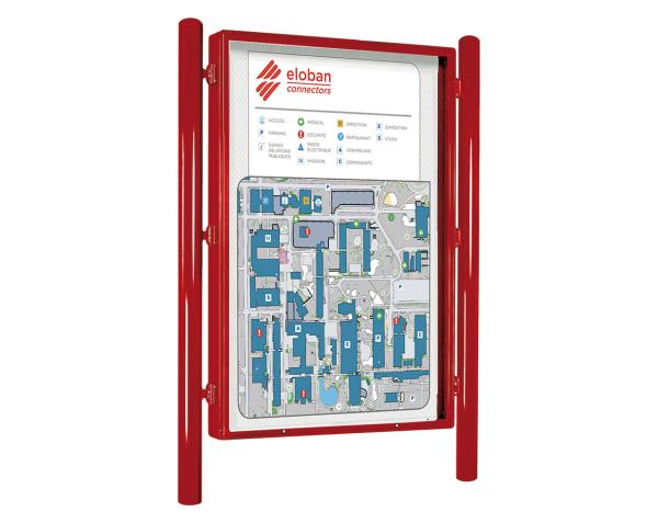 Informationskasten Vega Farbe:RAL 3004|Struktur:Einseitig|Abmessungen:B 1310 x H 1860 mm