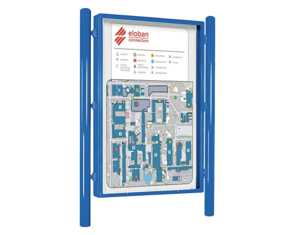 Informationskasten Vega Farbe:RAL 5010|Struktur:Doppelseitig|Abmessungen:B 1310 x H 1860 mm