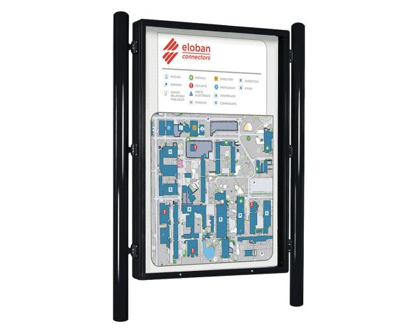 Informationskasten Vega Farbe:RAL 9005|Struktur:Doppelseitig|Abmessungen:B 1310 x H 1860 mm