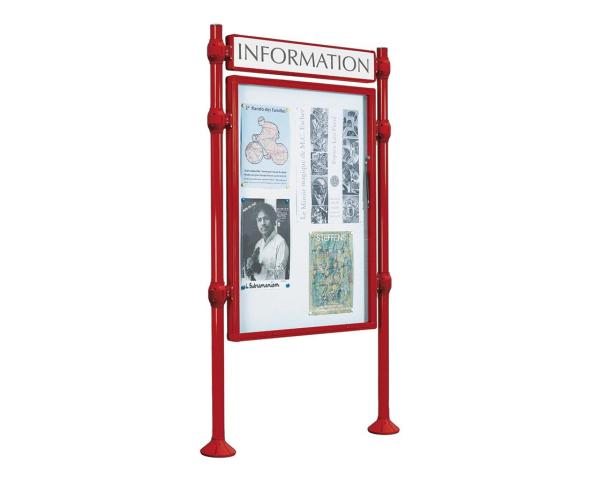 Informationskasten Province gebürsteter Edelstahl Farbe:RAL 3004|Länge:B 800 x H 1200 mm|Struktur:Grundmodell|Weitere Merkmale:Einseitig|Titelleisten:Mit Titelleiste