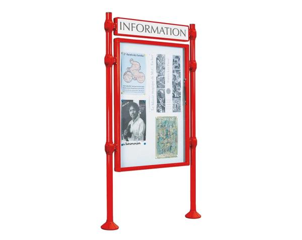 Informationskasten Province gebürsteter Edelstahl Farbe:RAL 3020|Länge:B 800 x H 1200 mm|Struktur:Grundmodell|Weitere Merkmale:Einseitig|Titelleisten:Mit Titelleiste