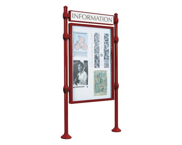 Informationskasten Province Agora Farbe:RAL 3004|Länge:B 800 x H 1200 mm|Struktur:Grundmodell|Weitere Merkmale:Doppelseitig|Titelleisten:Mit Titelleiste