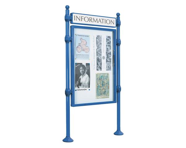 Informationskasten Province Kugel Farbe:RAL 5010|Länge:B 800 x H 1200 mm|Struktur:Grundmodell|Weitere Merkmale:Doppelseitig|Titelleisten:Mit Titelleiste