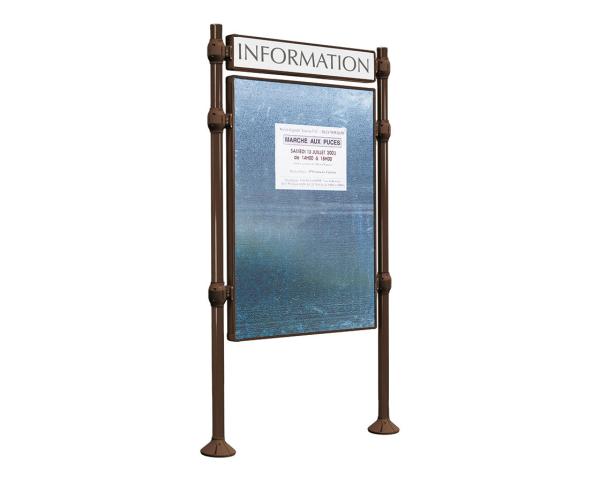 Freies Plakatieren Province gebürsteter Edelstahl Farbe:RAL 8017|Länge:L 1225 x H 1670 mm|Struktur:Grundmodell|Titelleisten:Mit Titelleiste