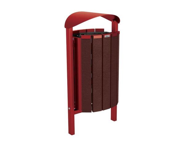 Abfallbehälter Silaos® aus Recycling-Kunststoff 50 Liter Farbe:RAL 3004|Struktur:Ohne Ascher|Weitere Merkmale:Zum Einbetonieren
