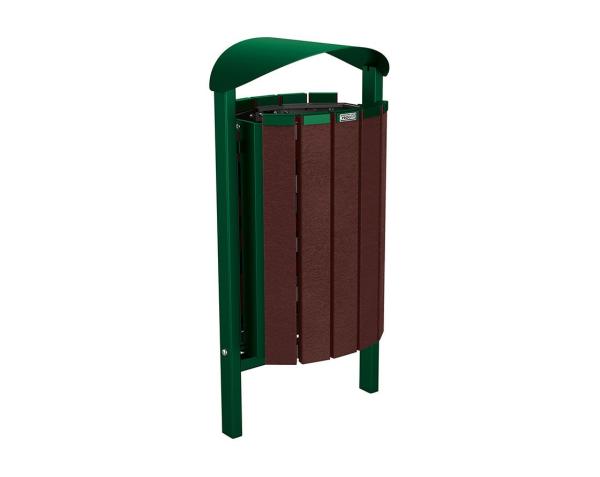 Abfallbehälter Silaos® aus Recycling-Kunststoff 50 Liter Farbe:RAL 6005|Struktur:Ohne Ascher|Weitere Merkmale:Zum Einbetonieren