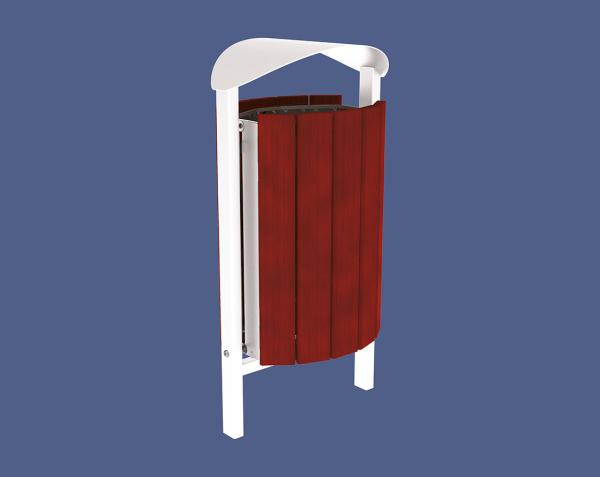 Abfallbehälter Silaos® 50 Liter Farbe:RAL 9010|Fertigstellung Holz:Eichenholz PEFC-zertifiziert - Tönung Mahagoni|Struktur:Ohne Ascher|Weitere Merkmale:Zum Einbetonieren