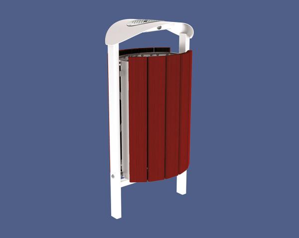 Abfallbehälter Silaos® 50 Liter Farbe:RAL 9010|Fertigstellung Holz:Eichenholz PEFC-zertifiziert - Tönung Mahagoni|Struktur:Mit Ascher|Weitere Merkmale:Zum Einbetonieren