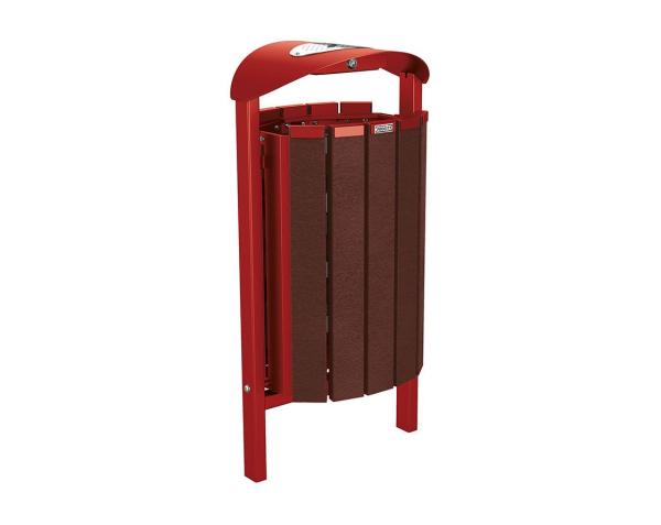 Abfallbehälter Silaos® aus Recycling-Kunststoff 50 Liter Farbe:RAL 3004|Struktur:Mit Ascher|Weitere Merkmale:Zum Einbetonieren