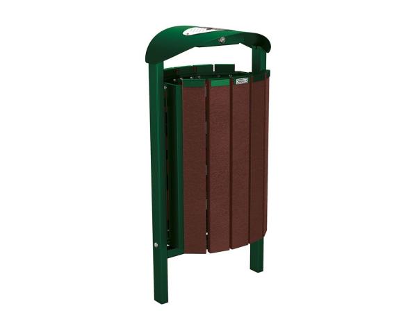 Abfallbehälter Silaos® aus Recycling-Kunststoff 50 Liter Farbe:RAL 6005|Struktur:Mit Ascher|Weitere Merkmale:Zum Einbetonieren