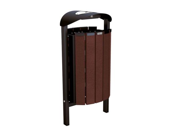 Abfallbehälter Silaos® aus Recycling-Kunststoff 50 Liter Farbe:RAL 9005|Struktur:Mit Ascher|Weitere Merkmale:Zum Einbetonieren