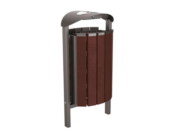 Abfallbehälter Silaos® aus Recycling-Kunststoff 50 Liter Farbe:Procity grau|Struktur:Mit Ascher|Weitere Merkmale:Zum Einbetonieren