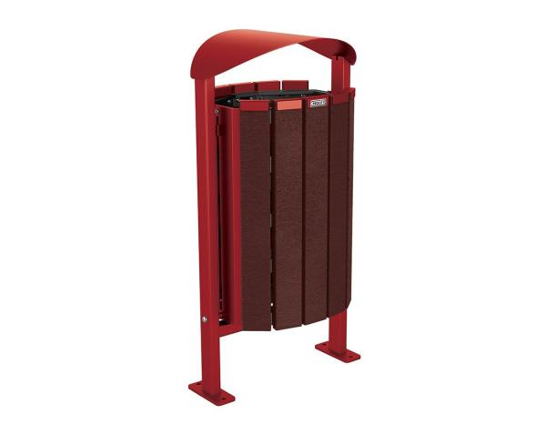 Abfallbehälter Silaos® aus Recycling-Kunststoff 50 Liter Farbe:RAL 3004|Struktur:Ohne Ascher|Weitere Merkmale:Auf Bodenplatten