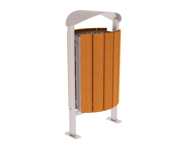 Abfallbehälter Silaos® 50 Liter Farbe:RAL 7044|Fertigstellung Holz:Eichenholz PEFC-zertifiziert - Lasur helle Eiche|Struktur:Ohne Ascher|Weitere Merkmale:Auf Bodenplatten
