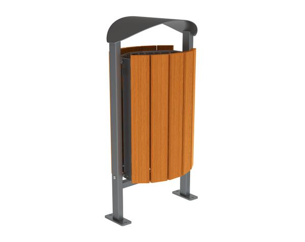 Abfallbehälter Silaos® 50 Liter Farbe:Procity grau|Fertigstellung Holz:Eichenholz PEFC-zertifiziert - Lasur helle Eiche|Struktur:Ohne Ascher|Weitere Merkmale:Auf Bodenplatten