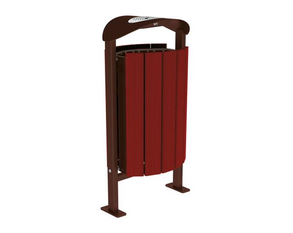 Abfallbehälter Silaos® 50 Liter Farbe:RAL 8017|Fertigstellung Holz:Eichenholz PEFC-zertifiziert - Tönung Mahagoni|Struktur:Mit Ascher|Weitere Merkmale:Auf Bodenplatten