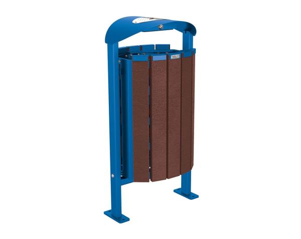 Abfallbehälter Silaos® aus Recycling-Kunststoff 50 Liter Farbe:RAL 5010|Struktur:Mit Ascher|Weitere Merkmale:Auf Bodenplatten