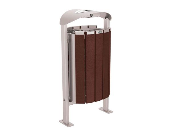 Abfallbehälter Silaos® aus Recycling-Kunststoff 50 Liter Farbe:RAL 7044|Struktur:Mit Ascher|Weitere Merkmale:Auf Bodenplatten