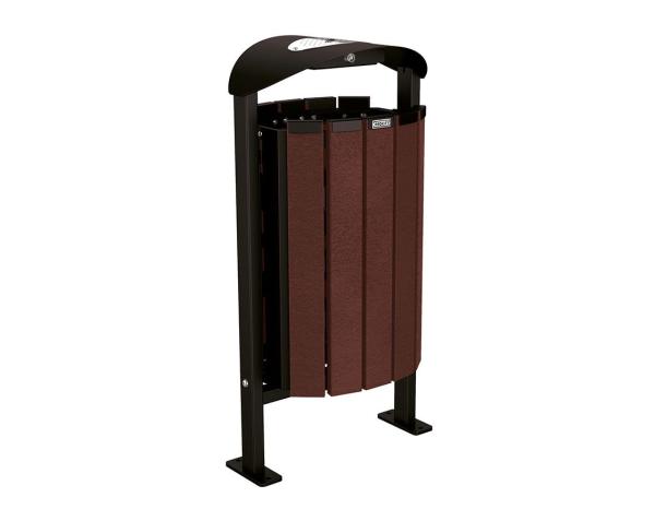 Abfallbehälter Silaos® aus Recycling-Kunststoff 50 Liter Farbe:RAL 9005|Struktur:Mit Ascher|Weitere Merkmale:Auf Bodenplatten