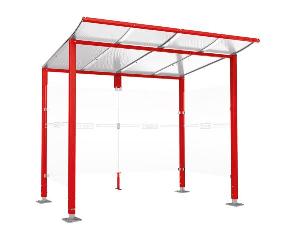 Wartehalle Modulo Farbe:RAL 3020|Länge:2 500 mm|Struktur:2 Seitenverkleidungen|Weitere Merkmale:Auf Bodenplatten