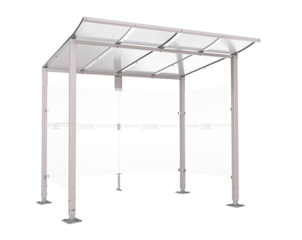 Wartehalle Modulo Farbe:RAL 7044|Länge:2 500 mm|Struktur:2 Seitenverkleidungen|Weitere Merkmale:Auf Bodenplatten