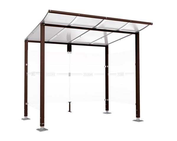 Wartehalle Modulo Farbe:RAL 8017|Länge:2 500 mm|Struktur:2 Seitenverkleidungen|Weitere Merkmale:Auf Bodenplatten